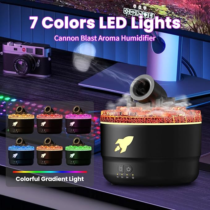 Cañón Zen – Humidificador con Rocas Luminosas y Vapor Aromático