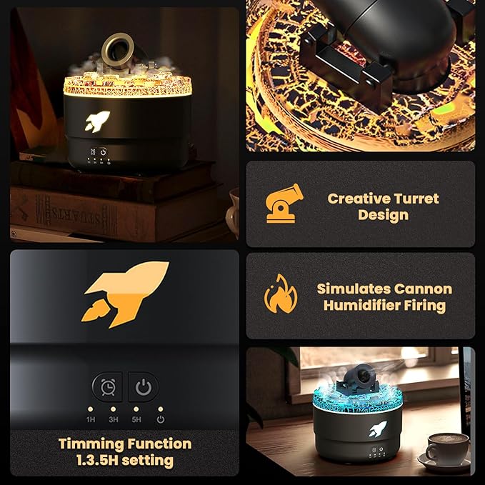 Cañón Zen – Humidificador con Rocas Luminosas y Vapor Aromático